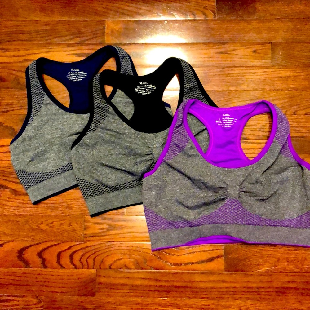 Women's Seamless Sports Bra High Impact Pocket Yoga Bras XL/2XL